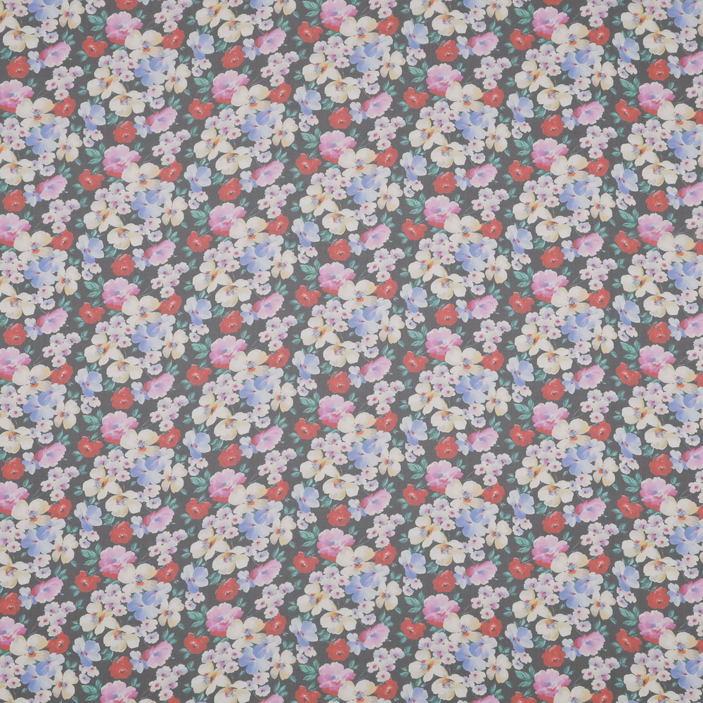 Шёлковый шифон с изящным цветочным мотивом на темном