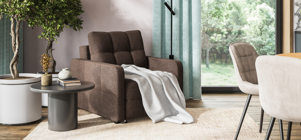 Кресло-кровать Денди Слим рогожка Мальмо шоколад