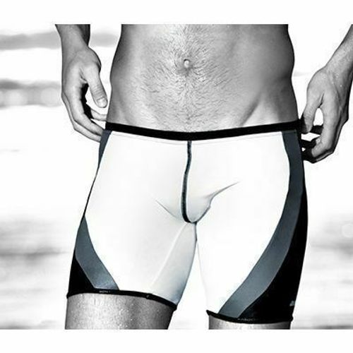 Мужские плавки белые с черными полосами Aussiebum