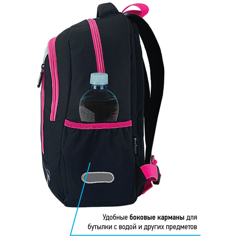 Рюкзак Berlingo Boom Black-pink style 38,5х29х12см, 630 гр., 2отд. 3карм, с эргономичной спинкой