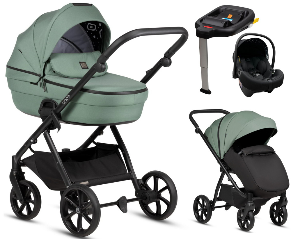 Детская коляска Tutis Uno 6 Plus Essential collection 4 в 1 с автокреслом Elo Lux EduSky Black и базой 1602130 Dark Ivy