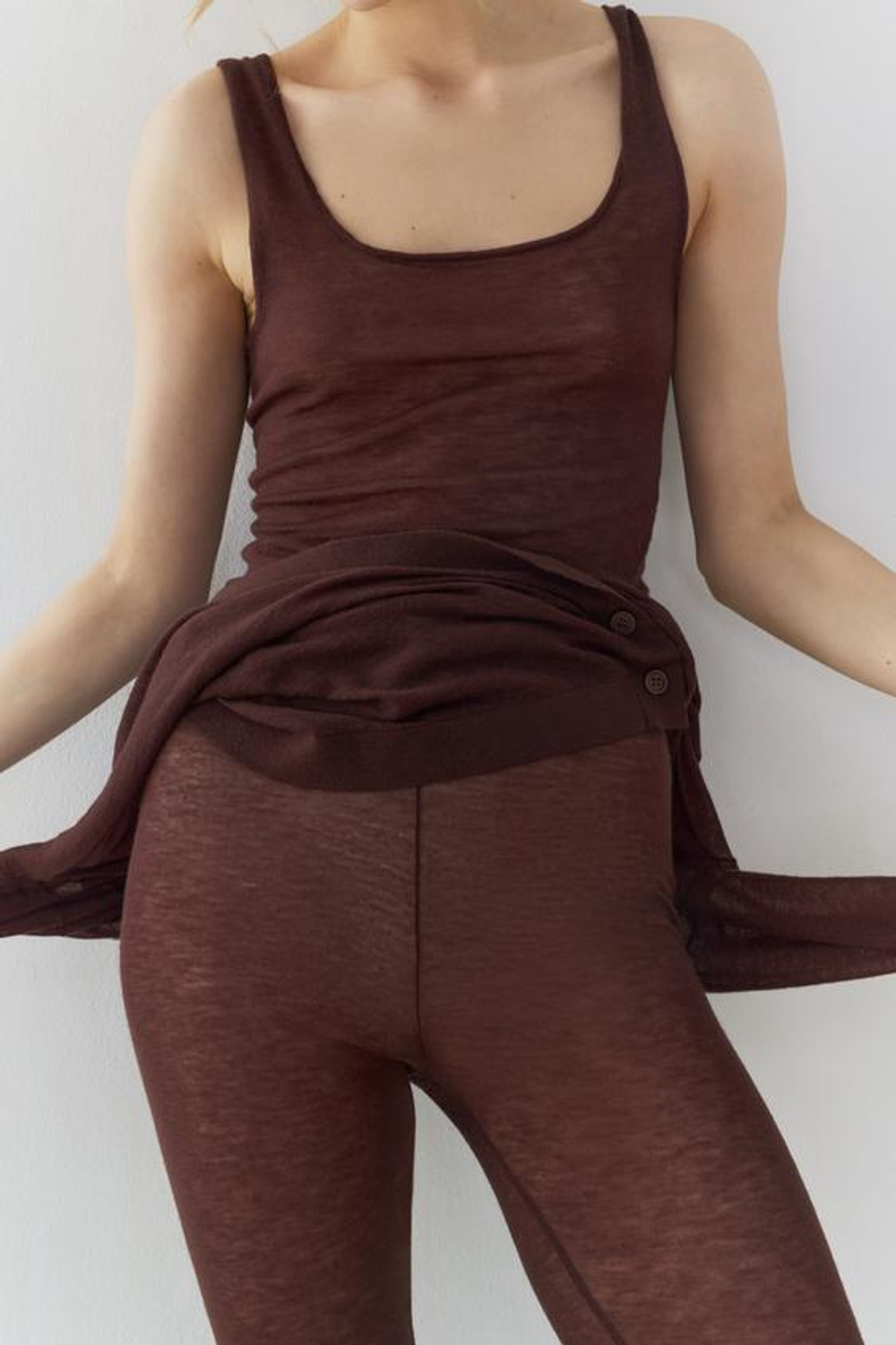 ZARA ТОП ИЗ 100% ШЕРСТИ, КОРИЧНЕВЫЙ