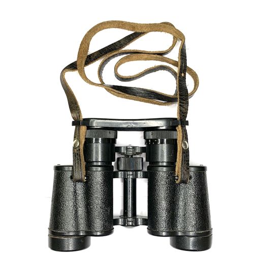 Коллекционный бинокль военный полевой БПЦ5 8х30, СССР 1980 г. "Олимпийский". Полный комплект: штатный кофр 1980 г., два ремня и крышка на окуляры