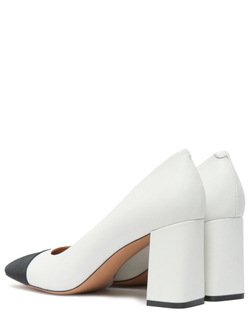 Женские комбинированные туфли белые с черной отделкой