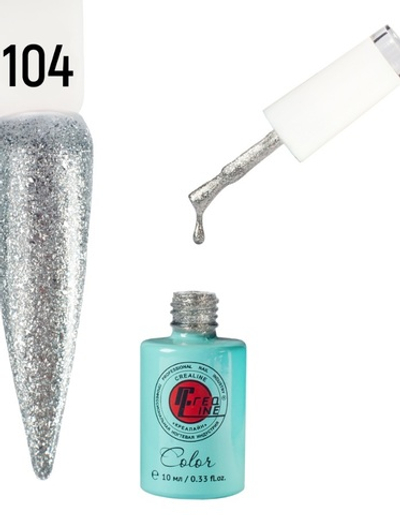 Гель-лак UV тон 104 Блестки светлое серебро 10 мл