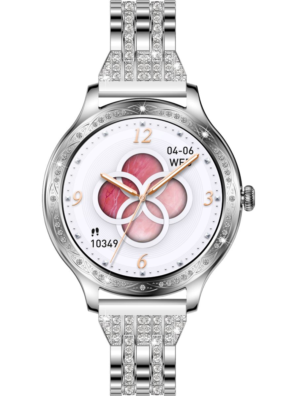 Смарт часы PARASMART Helenia AK60 (блочный браслет со стразами, серебристый)