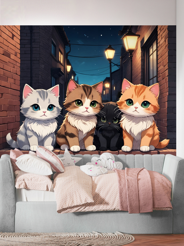 3D Фотообои милые аниме котики