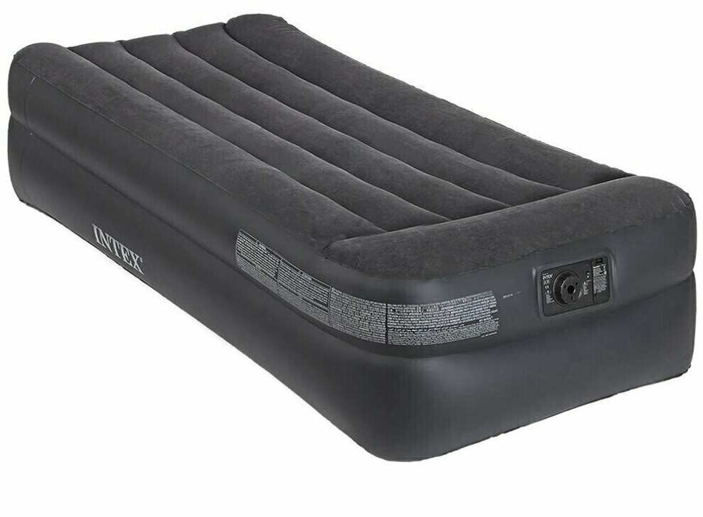 Кровать надувная Intex, 191х99х42 см, 64132NP, нас встроен, электр, флок, с ребрами жест, 136 кг