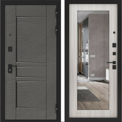 Входная металлическая дверь с зеркалом Бункер HIT Хит BN-04 / ФЛЗ-603 Сандал белый