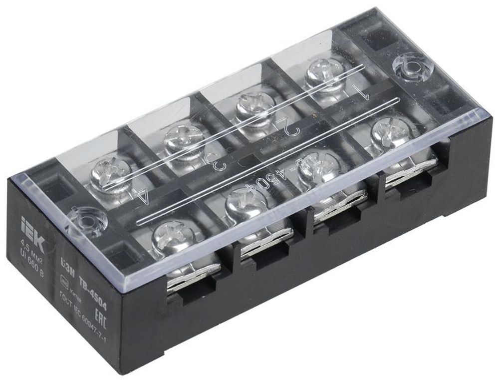 Блок зажимов БЗН ТВ-1004 10кв.мм 100A 4 пары IEK YZN41-04-010-K02