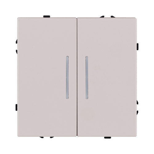 Выключатель 2-клавишный 10А/250В с LED подсветкой, кашемир матовый Kollinger Eclipse EC-010CM