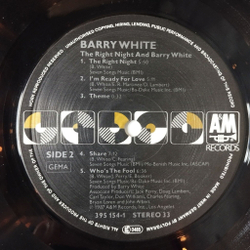 Винтажная виниловая пластинка LP Barry White The Right Night and Barry White (Germany 1987)