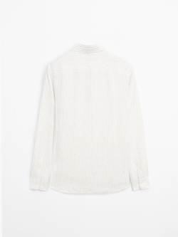 Massimo Dutti Полосатая льняная рубашка приталенного кроя, белый