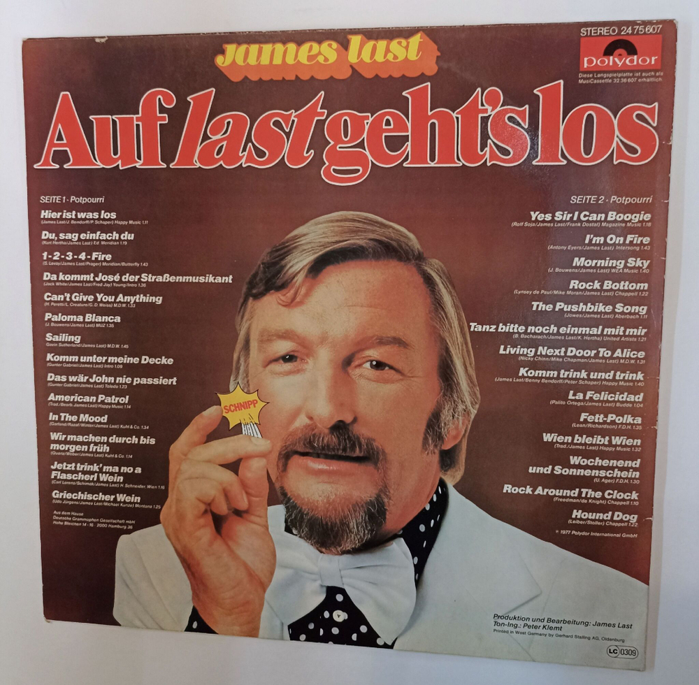 Винтажная виниловая пластинка LP James Last Auf Last Gehts Los (Germany 1977)