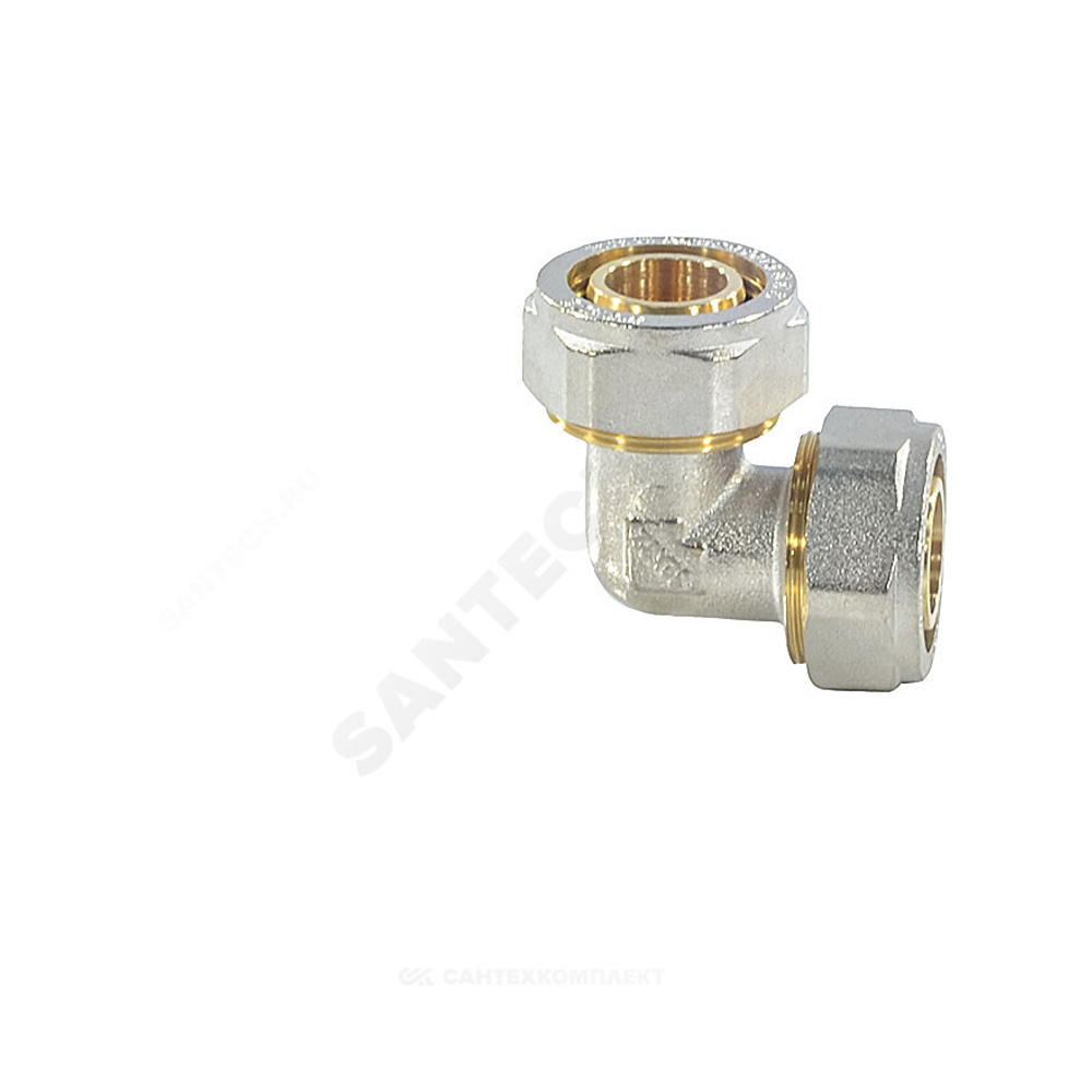 Угольник МП латунь никель обжим Дн 32х90гр ГОСТ 32415-2013 7005 Aquasfera 7005-04