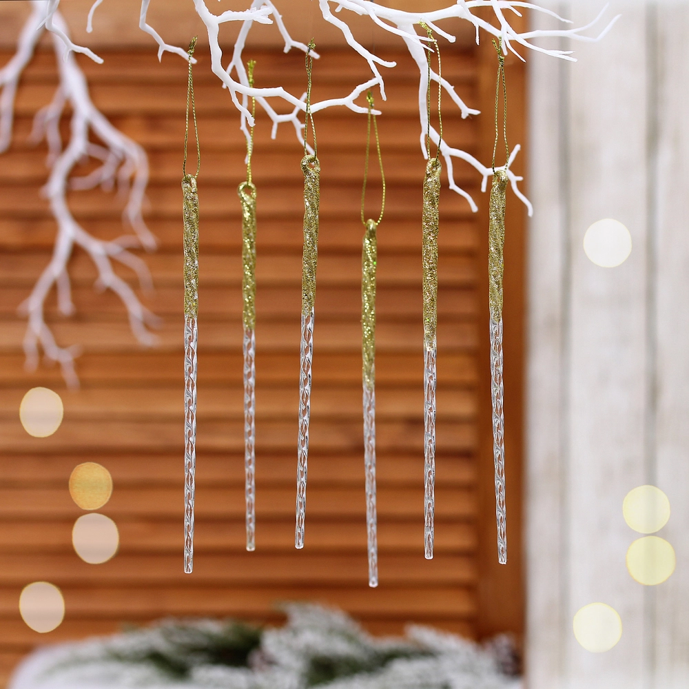 Подвеска «Снежный хрусталь» 18 см (набор 6 шт), Золото