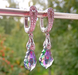 Серьги с кристаллами Сваровски на новый год