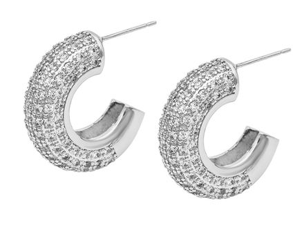 Серьги-кольца со стразами, 24мм (уценка)