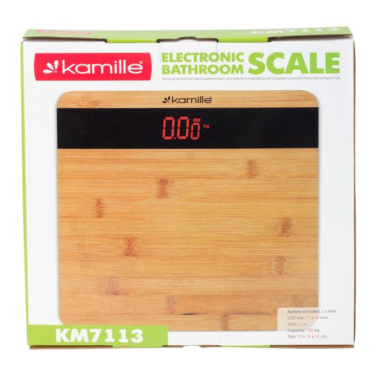Весы напольные электронные Kamille KM-7113 платформа из бамбука