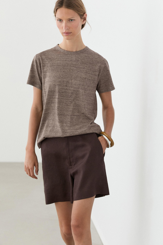 Massimo Dutti Короткие шорты из 100% льна, коричневый