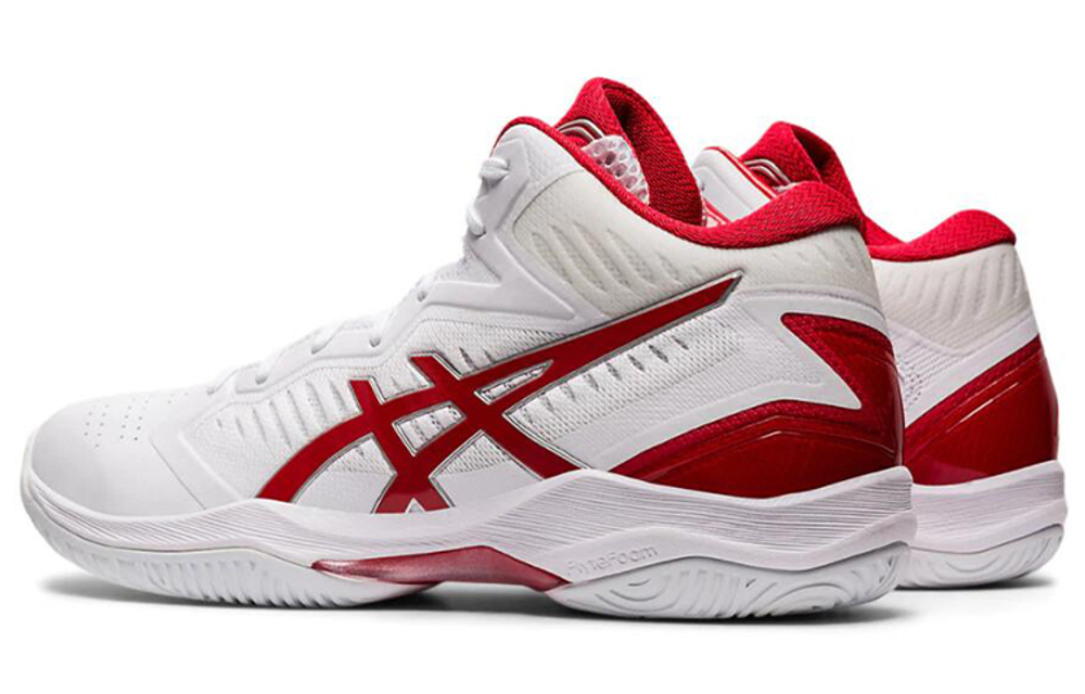 Asics Gel-Hoop V12 round head shock absorption, non-slip, wear-resistant, breathable, wrapping low-top basketball shoes for men and women with the same style of white and red