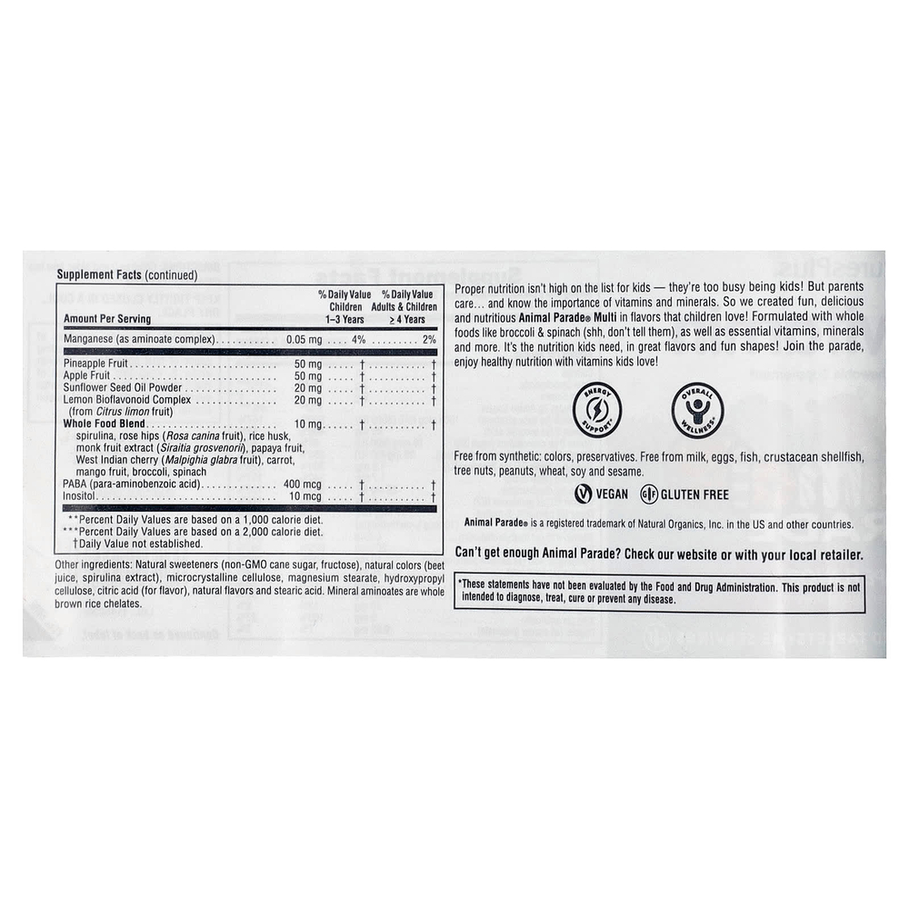 NaturesPlus, Animal Parade®, добавка для детей, жевательная мультивитаминная добавка, со вкусом винограда, 90 таблеток в форме животных