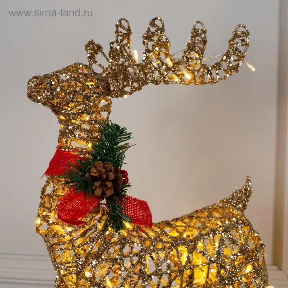 Светодиодная фигура Олень золотистый 35×60×10 см., металл, 220 В, мерцание, Luazon Lighting (3662047)