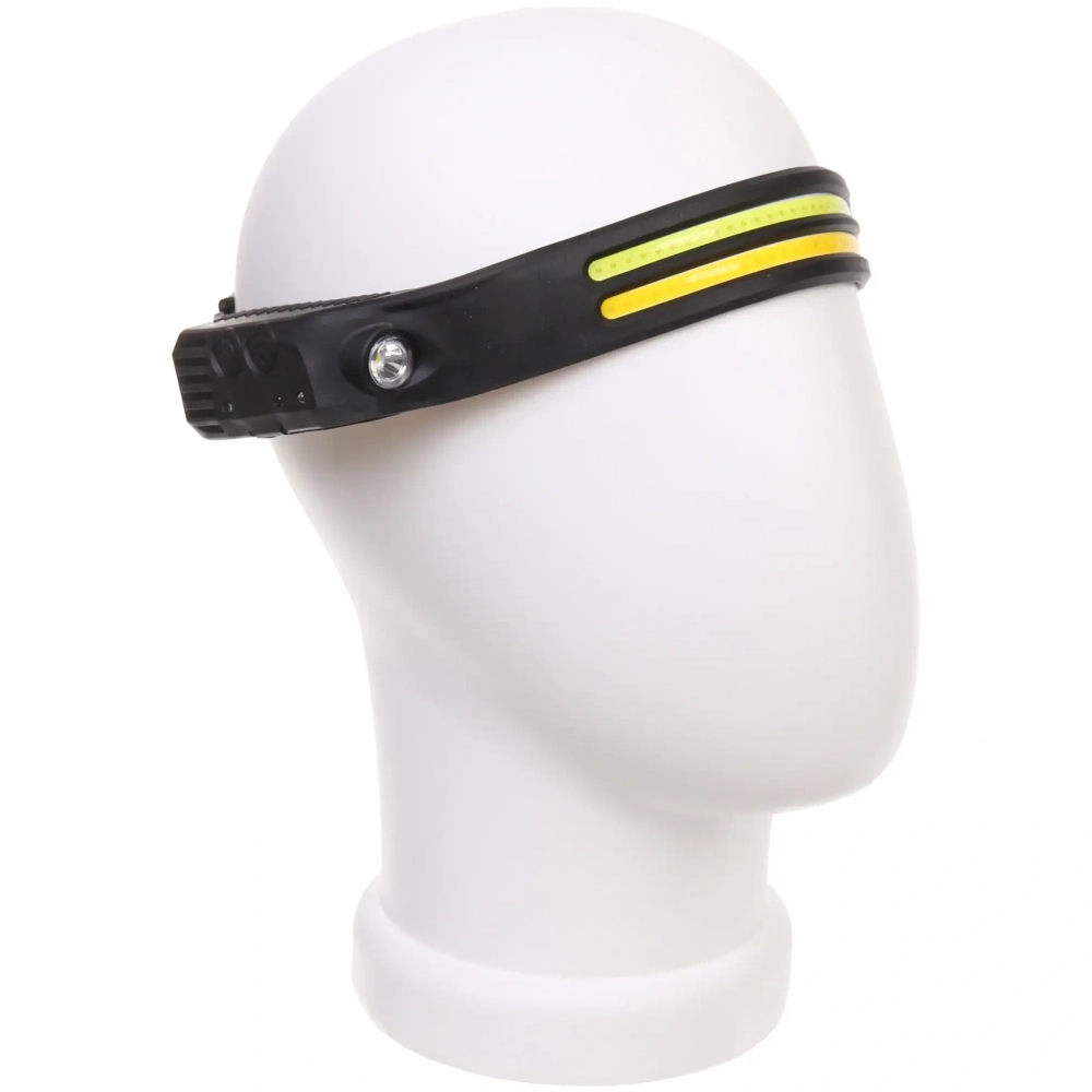 Фонарь налобный светодиодный 2COB + 1W 6 режимов. аккумуляторная батарея 1200mAh, USB