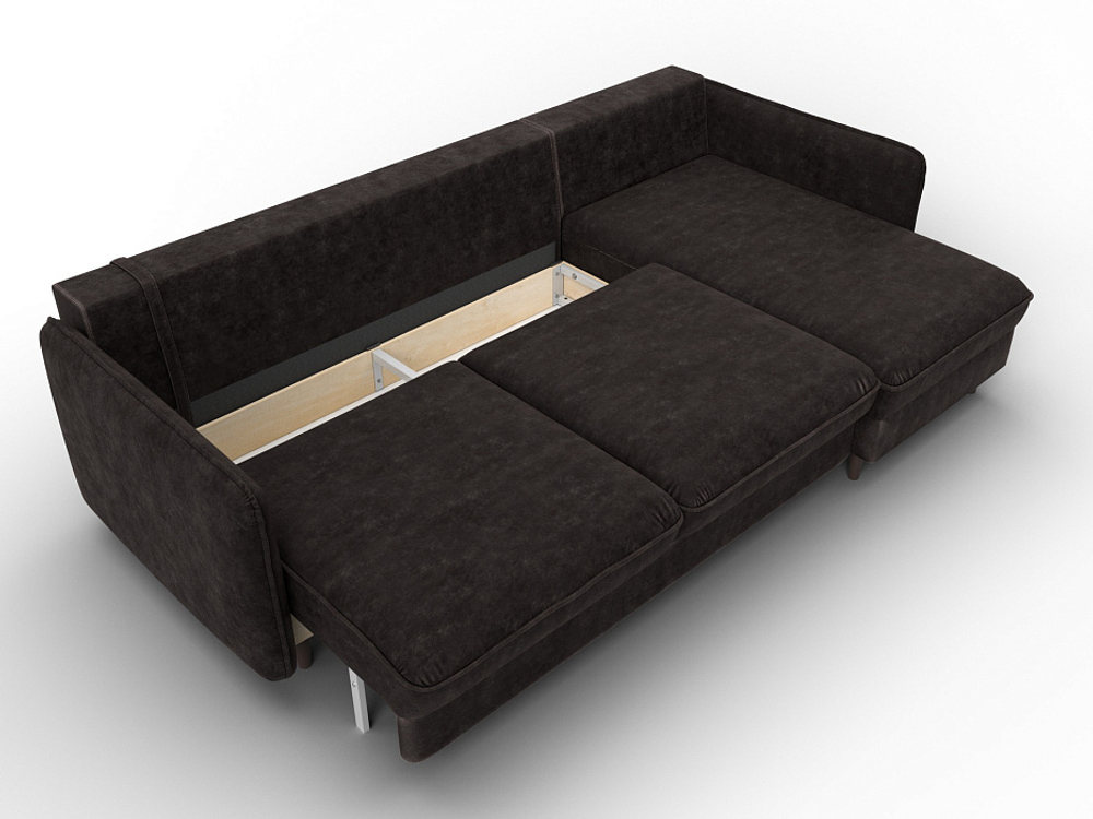 Диван угловой Лига-064 НПБ угол универсальный ВЕЛЮР BRUT 17 коричневый
