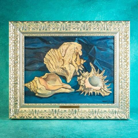 Винтаж: Винтажная картина «Композиция из ракушек»
