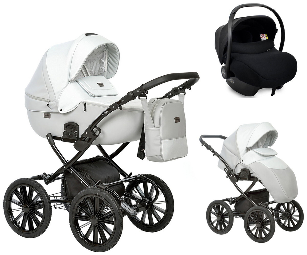 Детская коляска Indigo Porto Classic 14 3 в 1 с автокреслом Avionaut Cosmo Po 02 св.серая кожа+св.серый лен