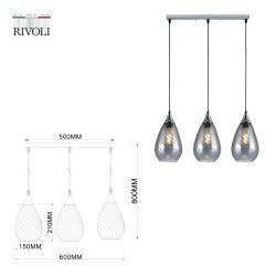 Светильник подвесной (подвес) Rivoli Lily 9122-203 3 х Е27 40 Вт модерн потолочный | Rivoli