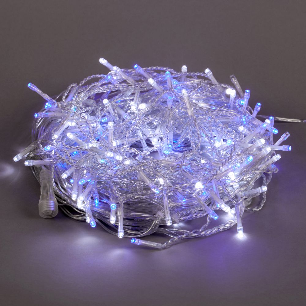 ULD-B12006-195-TTK BLUE-WHITE IP44 Бахрома светодиодная с эффектом мерцания. 12м. Соединяемая. 195 светодиодов. Синий и белый свет. Провод прозрачный. ТМ Uniel