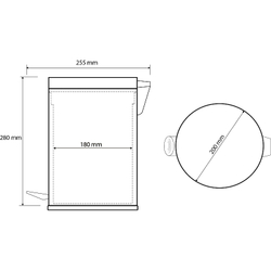 Ведро для мусора Bemeta Hotel 5 л. 104315010 Черное матовое схема