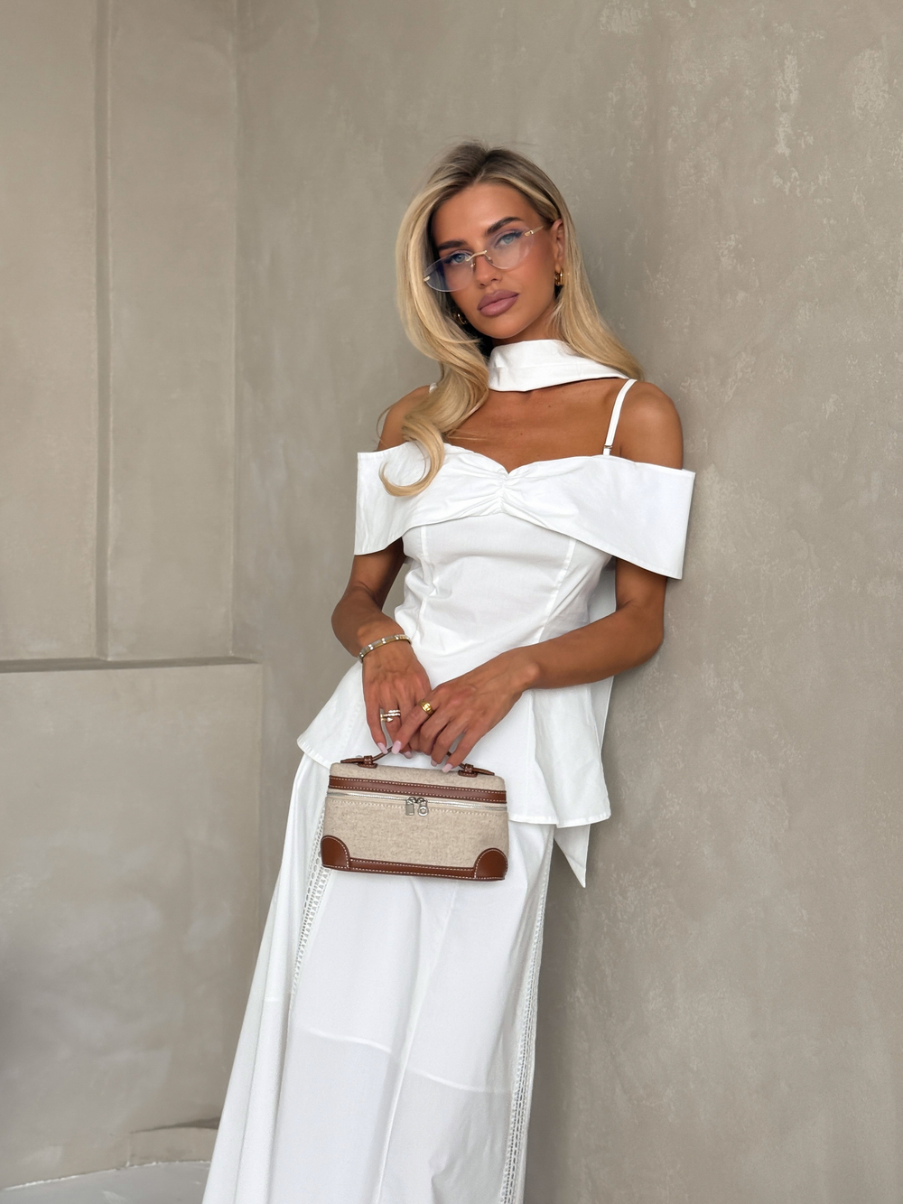 Комплект из хлопка с топом на плечах