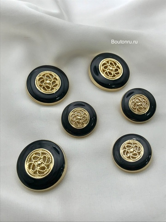 Пуговицы золотые с черной эмалью