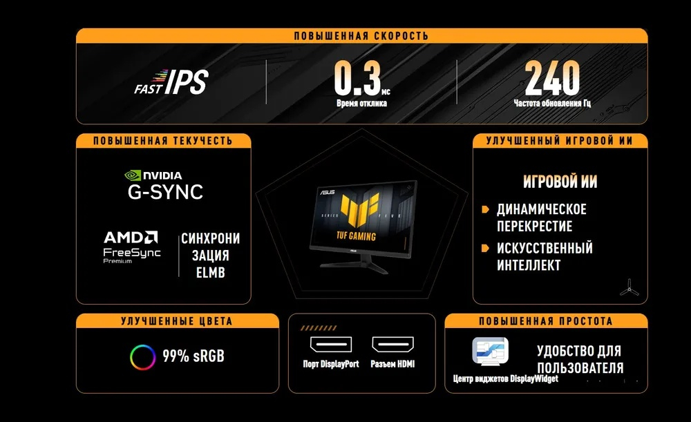 Монитор 27" ASUS TUF Gaming VG279QM5A 240hz черный