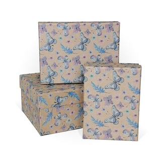 Коробка Прямоугольник 13,5*8*5 Крафт Бабочки