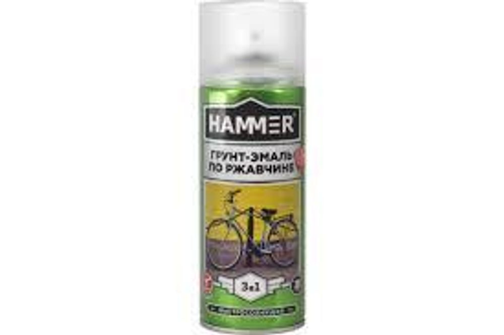 Грунт-эмаль по ржавчине 3 в 1 HAMMER п/мат RAL 9003 сигнал.белый 520 мл