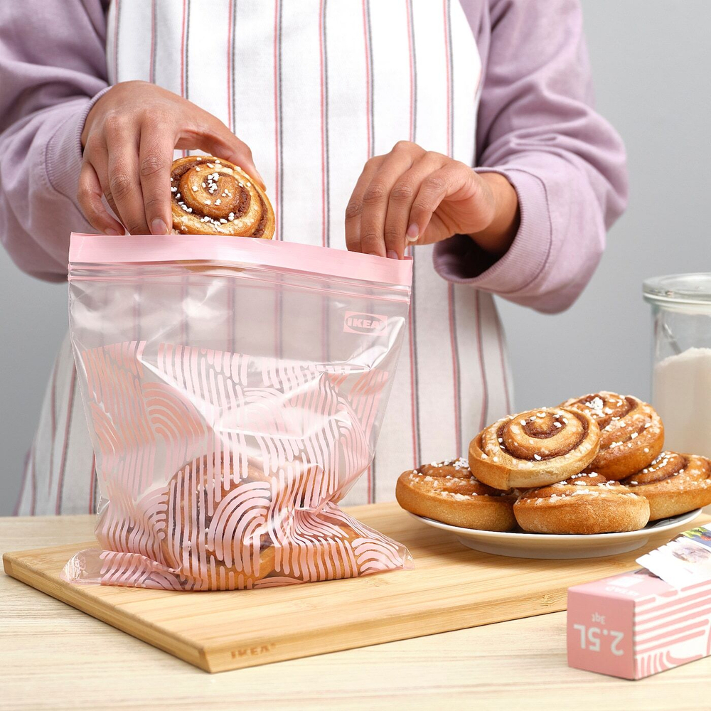 IKEA ISTAD  (ИКЕА ИСТАД)  -  Пакет Ziplock, рисунок/черный и розовый, 2,5 л