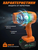 Воздуходувка аккумуляторная мощная OUOU POWER TOOLS, 2 АКБ,