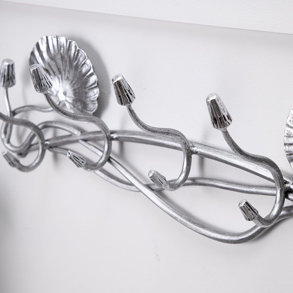 Вешалка настенная «Нимфея» (с 5-ю крючками) Античное серебро