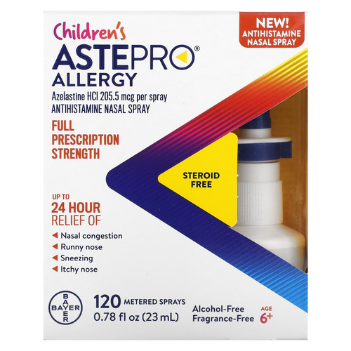 ASTEPRO, Children's Allergy, антигистаминный спрей для носа, для детей от 6 лет, без отдушек, 23 мл (0,78 жидк. унц.)