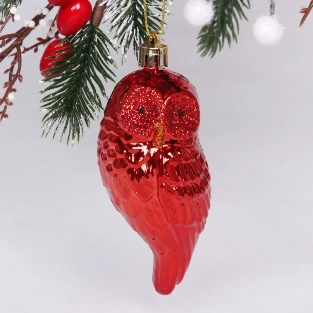 Ёлочная игрушка «Сказочная сова» 4*4,5*10,5 см, красный