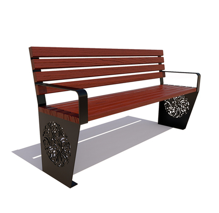 Скамейка стальная "Индия" лиственница 1,5м, махагон