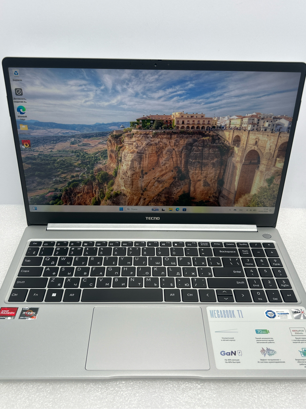 Ноутбук Tecno MEGABOOK T15DA (4894947015229) 15.6"/AMD Ryzen 7 5800U/RAM 16GB/SSD 1024GB/AMD Radeon Graphics/1920*1080/IPS/Windows 11/Подсветка кл-ры: LED/серый космос. Состояние: B1