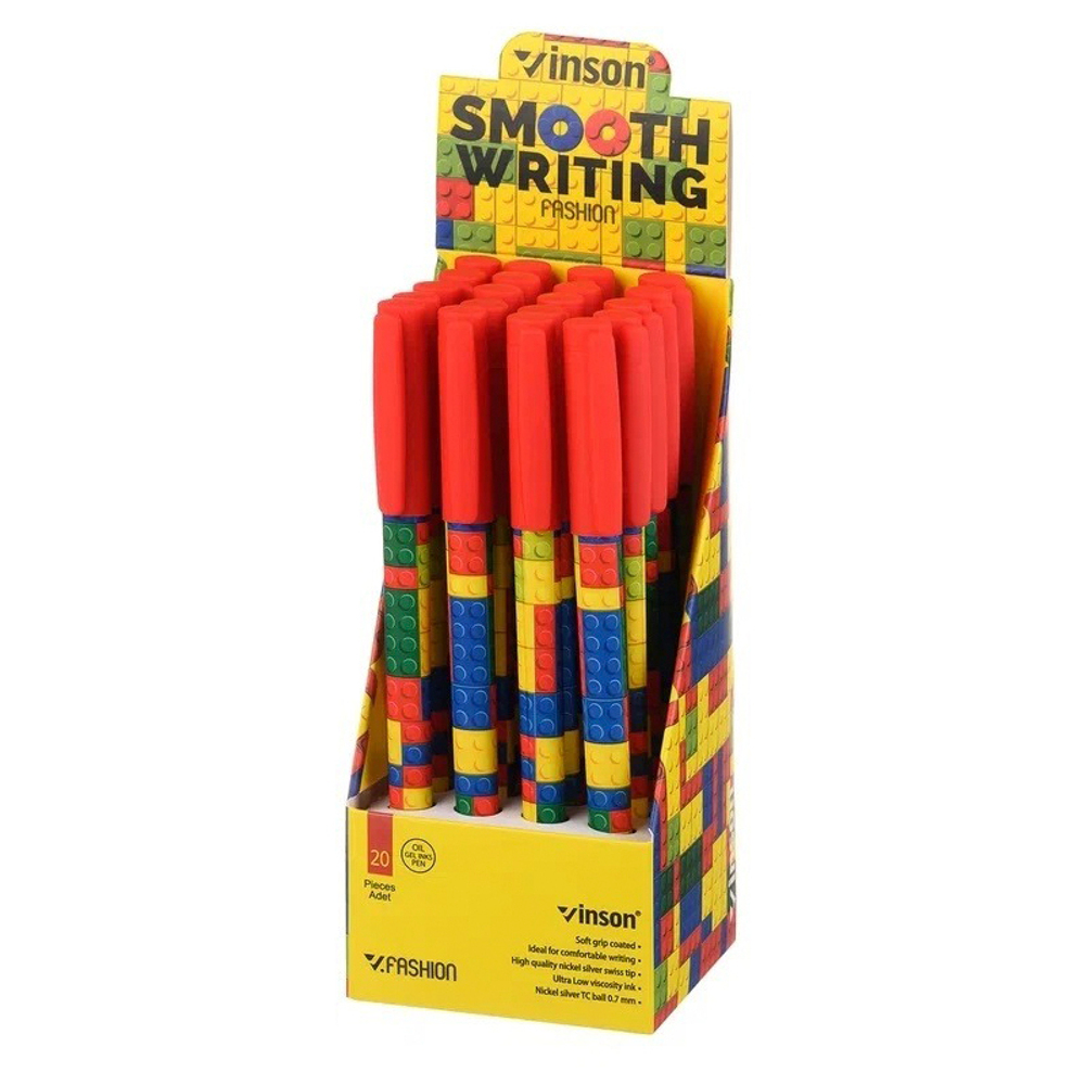 Ручка шариковая, масляная, Vinson, синие чернила, серия "Pop it", 20 шт