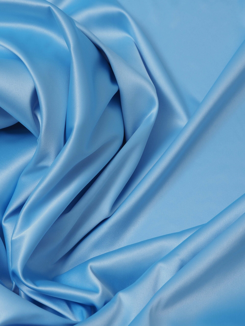 Атлас стрейч небесно-голубой глянцевый метражом