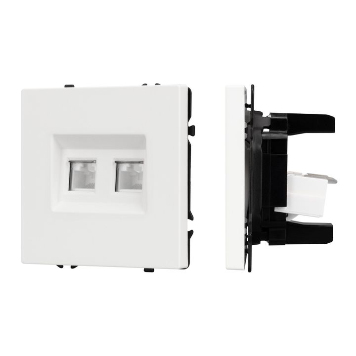 Механизм сдвоенной компьютерной розетки Arlight SCT-NOBE-MPC2-SFPL-WH (RJ-45, CAT6) 054312