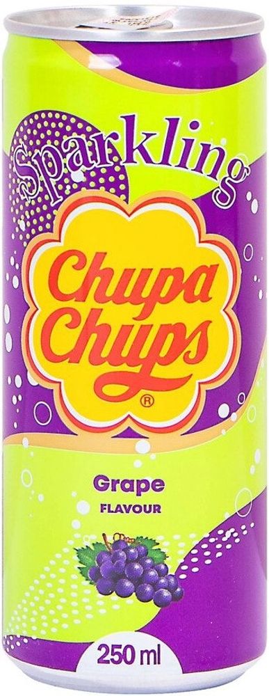 Газированный напиток Чупа Чупс Виноград / Chupa Chups Sparkling Grape 0.25 - банка